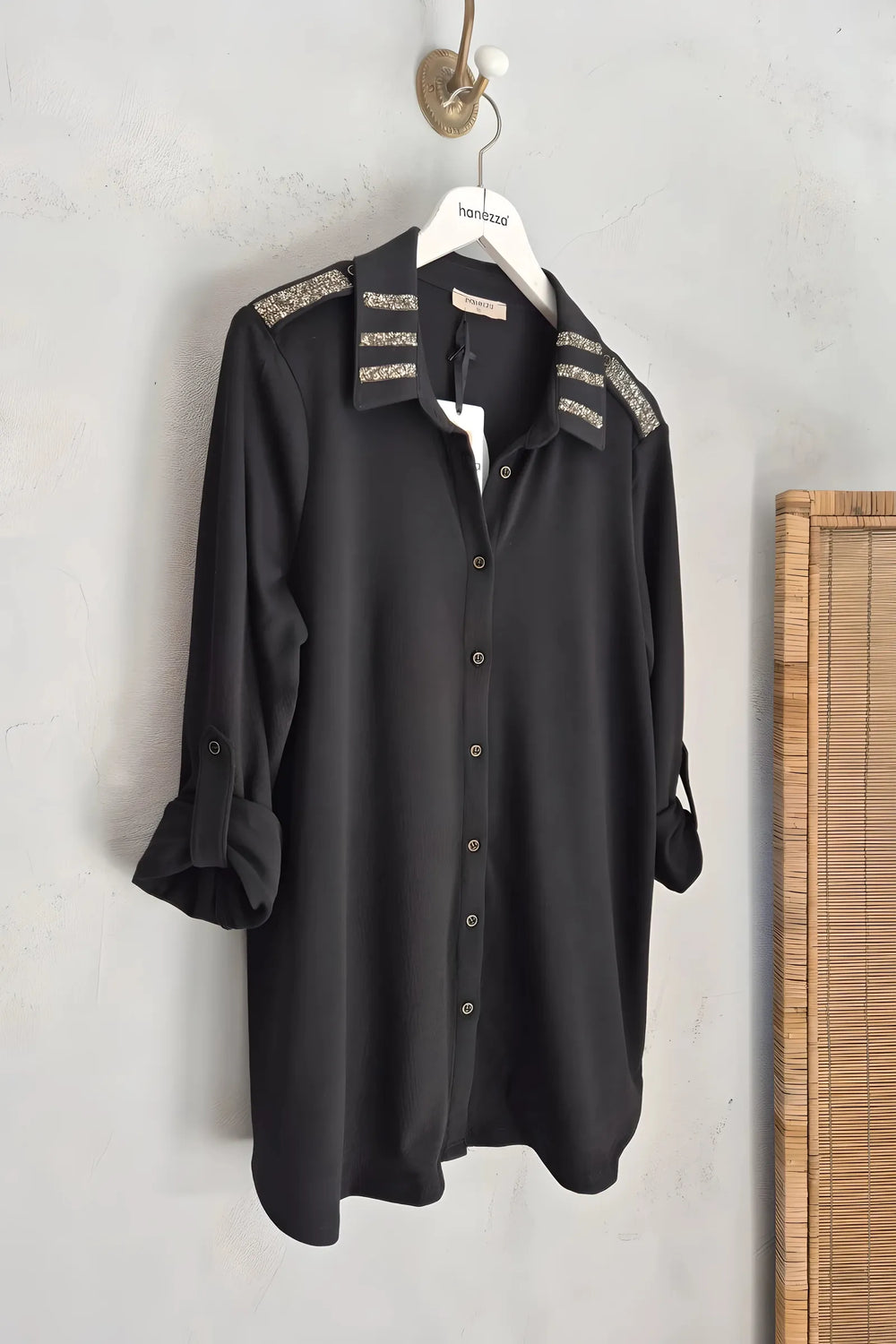 Plus Size Elegant Rhinestone Detailed Knit Blouse - Image 1