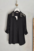 Plus Size Elegant Rhinestone Detailed Knit Blouse