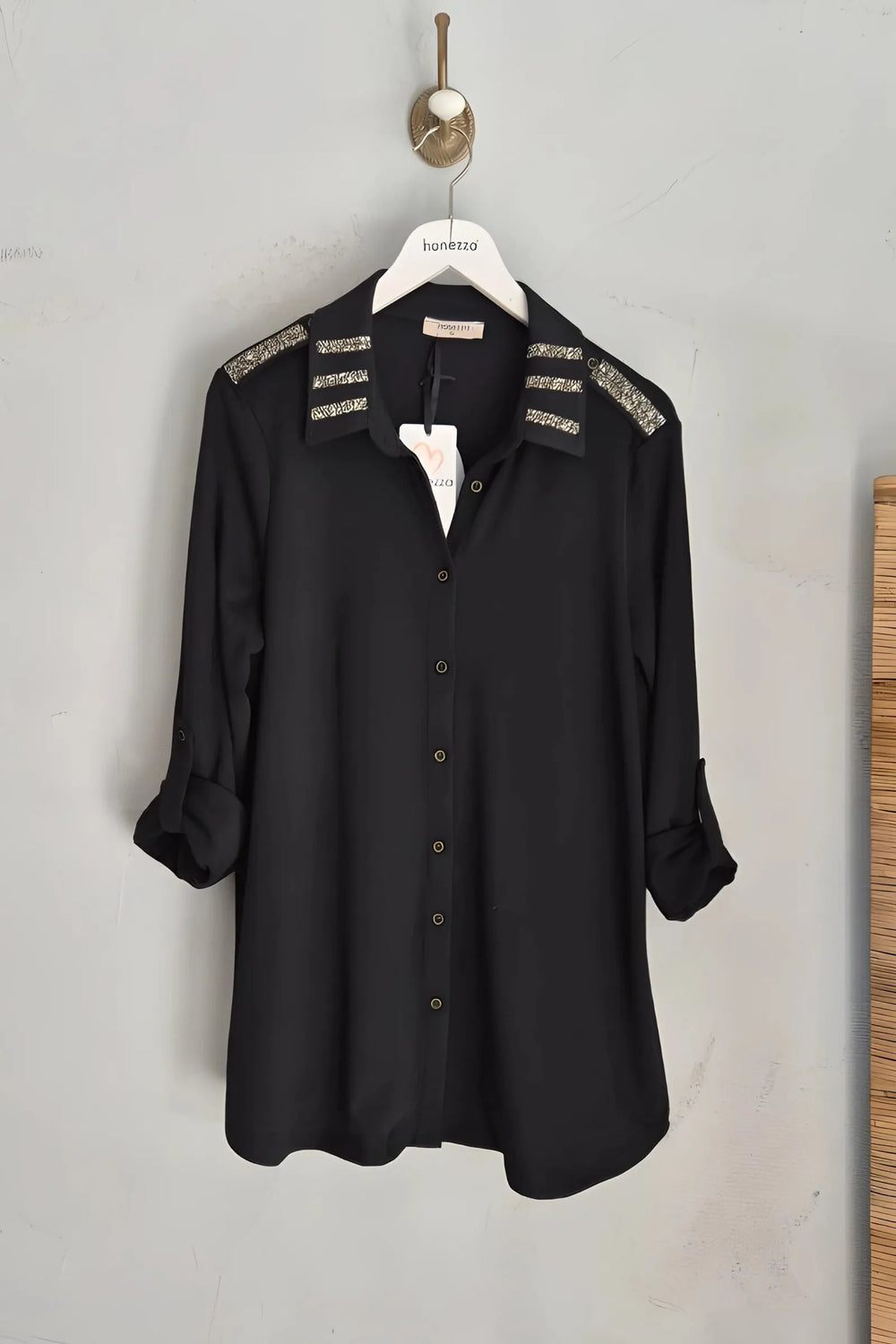 Plus Size Elegant Rhinestone Detailed Knit Blouse - Image 2