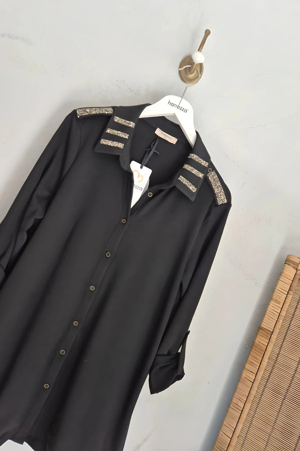 Plus Size Elegant Rhinestone Detailed Knit Blouse