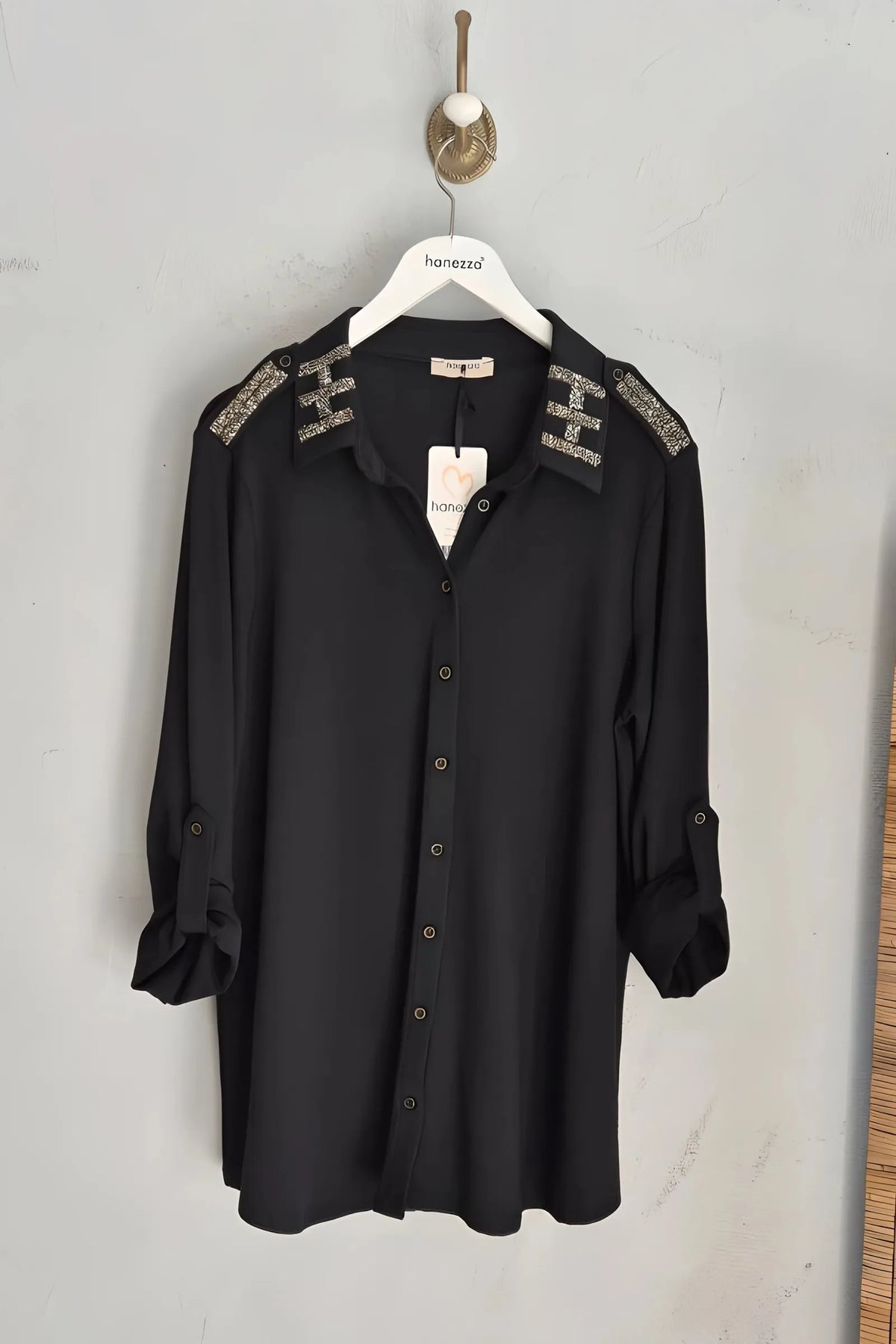 Plus Size Elegant Rhinestone Detailed Knit Blouse