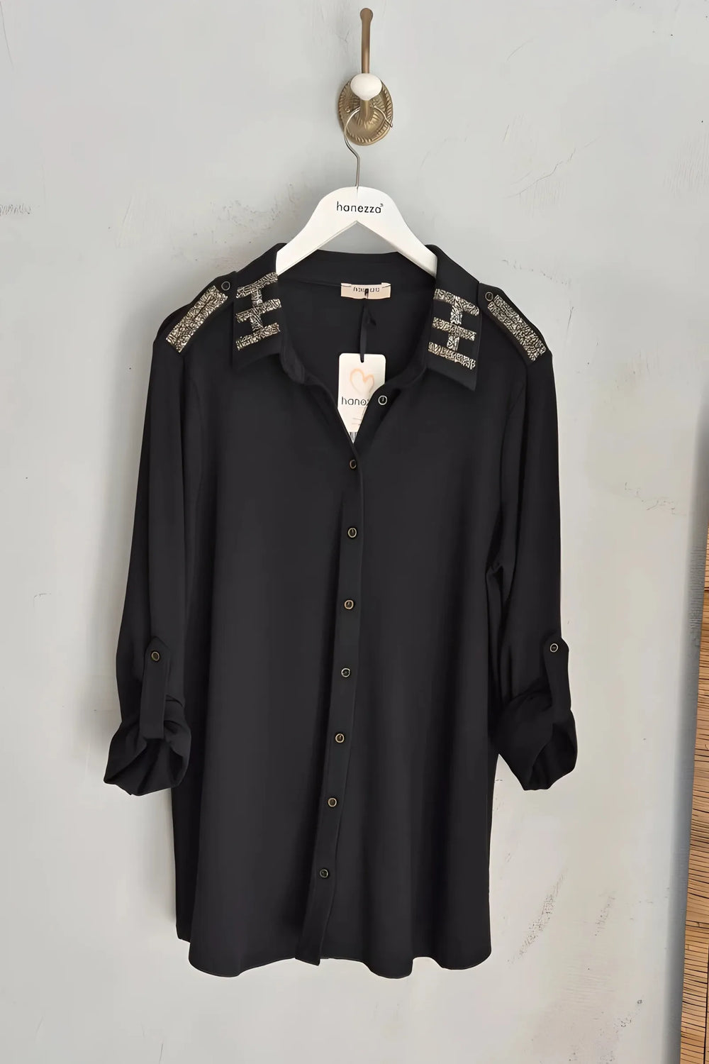 Plus Size Elegant Rhinestone Detailed Knit Blouse - Image 6