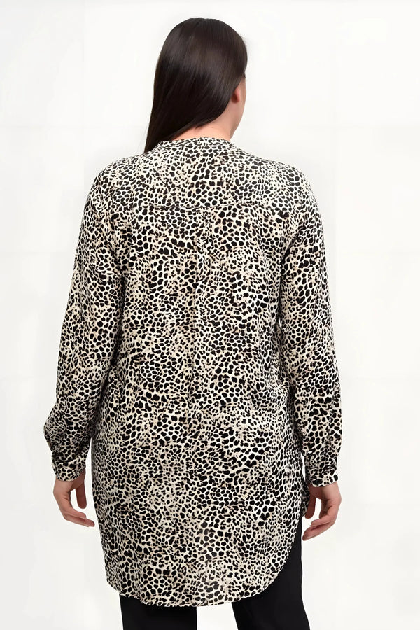 Plus Size Viscose Leopard Tunic - Hanezza Breathable Fabric