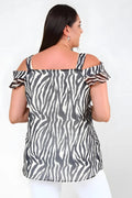 Plus Size Chiffon-Bluse mit Zebra-Print – Gefütterte feminine Sommerbluse