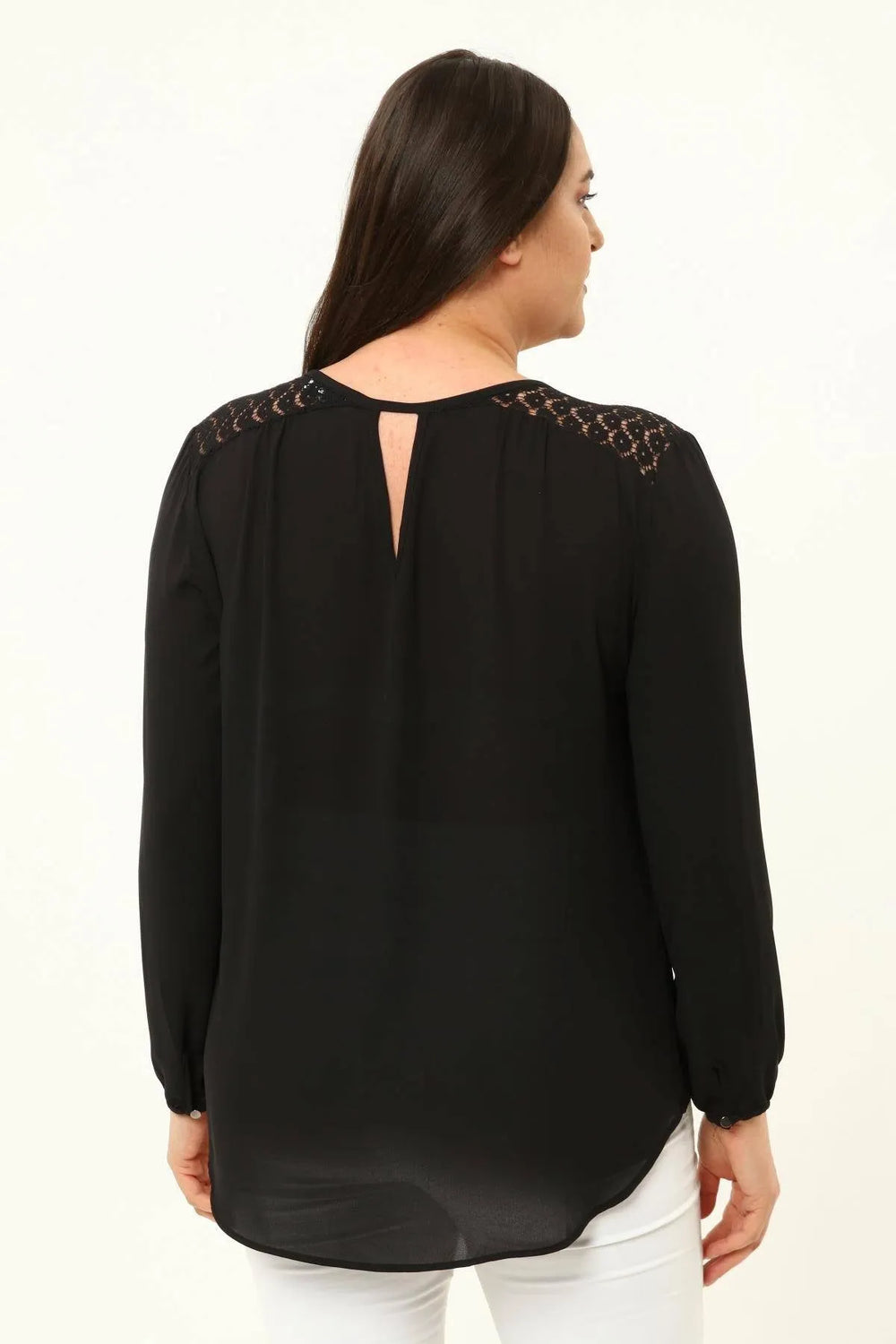 Теперь почувствуйте себя особенной: блузка из крепа с кружевными вставками на плечах - Image 11