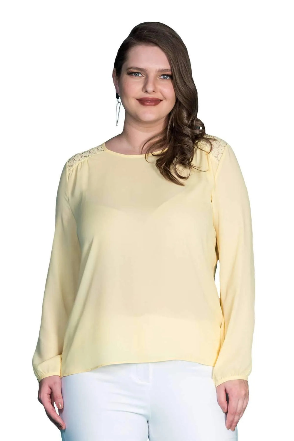 Теперь почувствуйте себя особенной: блузка из крепа с кружевными вставками на плечах - Image 12