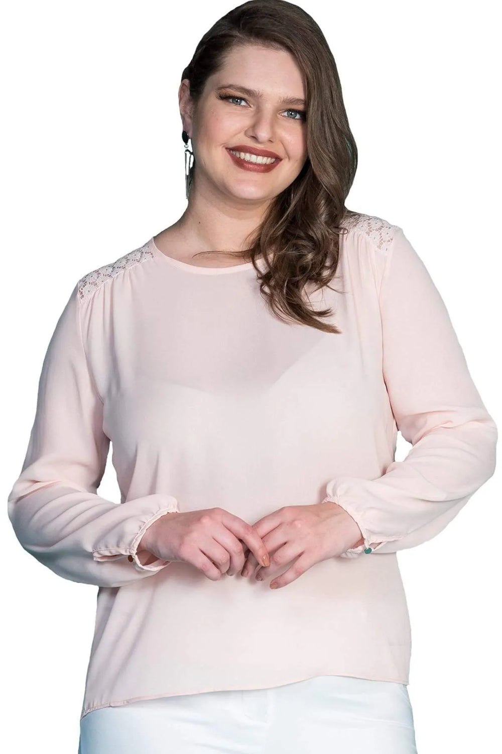 Теперь почувствуйте себя особенной: блузка из крепа с кружевными вставками на плечах - Image 16