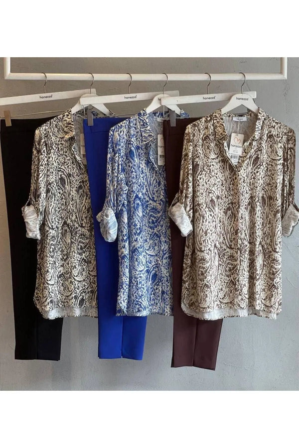 Eolie Desen | Büyük Beden Viskon Gömlek