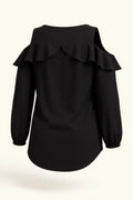 Abendbluse mit Rüschendetails | Off-Shoulder Abendbluse - Große Größen