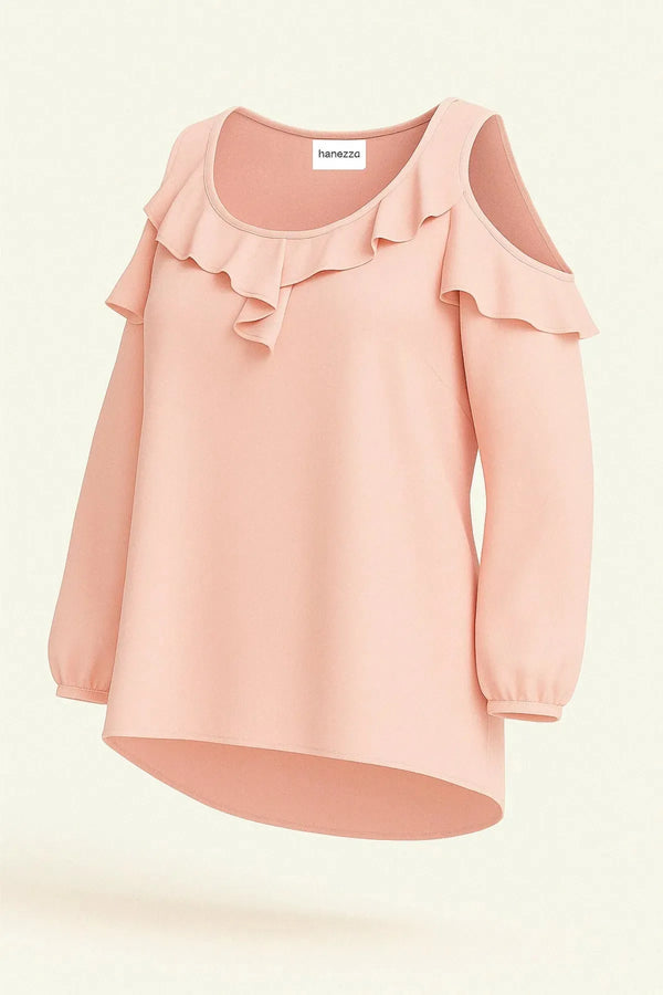 Ruffle Detail Evening Blouse | Off-the-Shoulder Evening Blouse - Plus Size