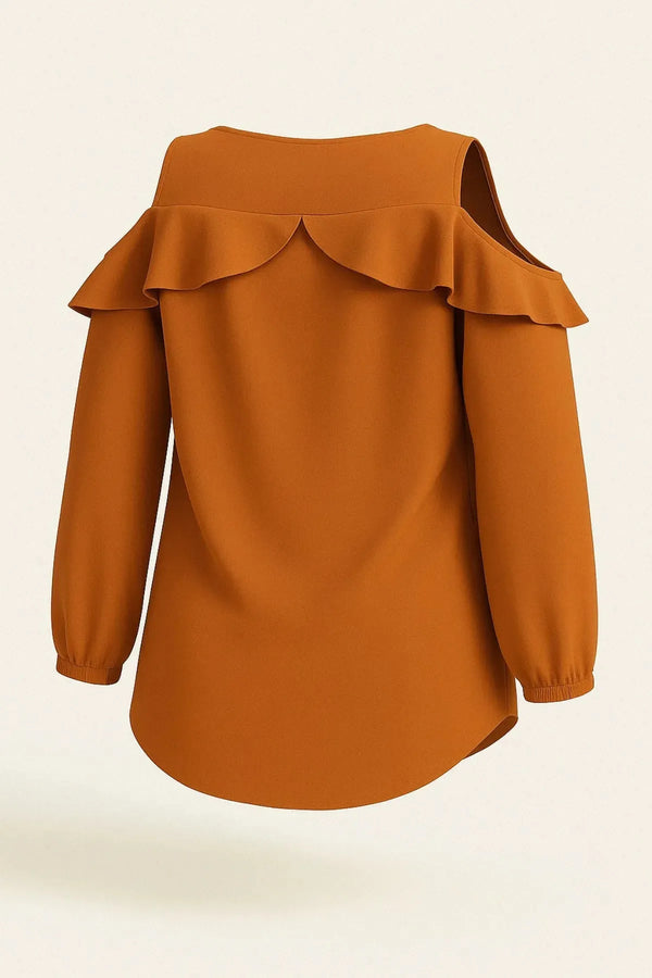 Ruffle Detail Evening Blouse | Off-the-Shoulder Evening Blouse - Plus Size