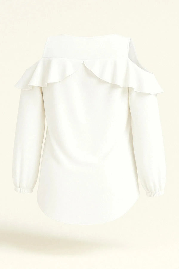 Ruffle Detail Evening Blouse | Off-the-Shoulder Evening Blouse - Plus Size