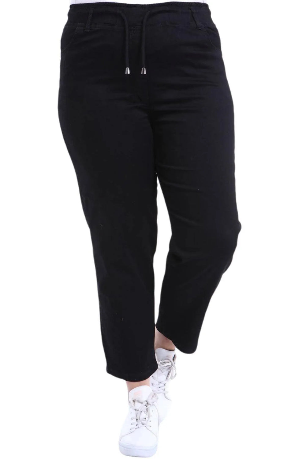 Hanezza Plus Size Floral Patterned Denim Trousers - Cotton Viscose - Image 1