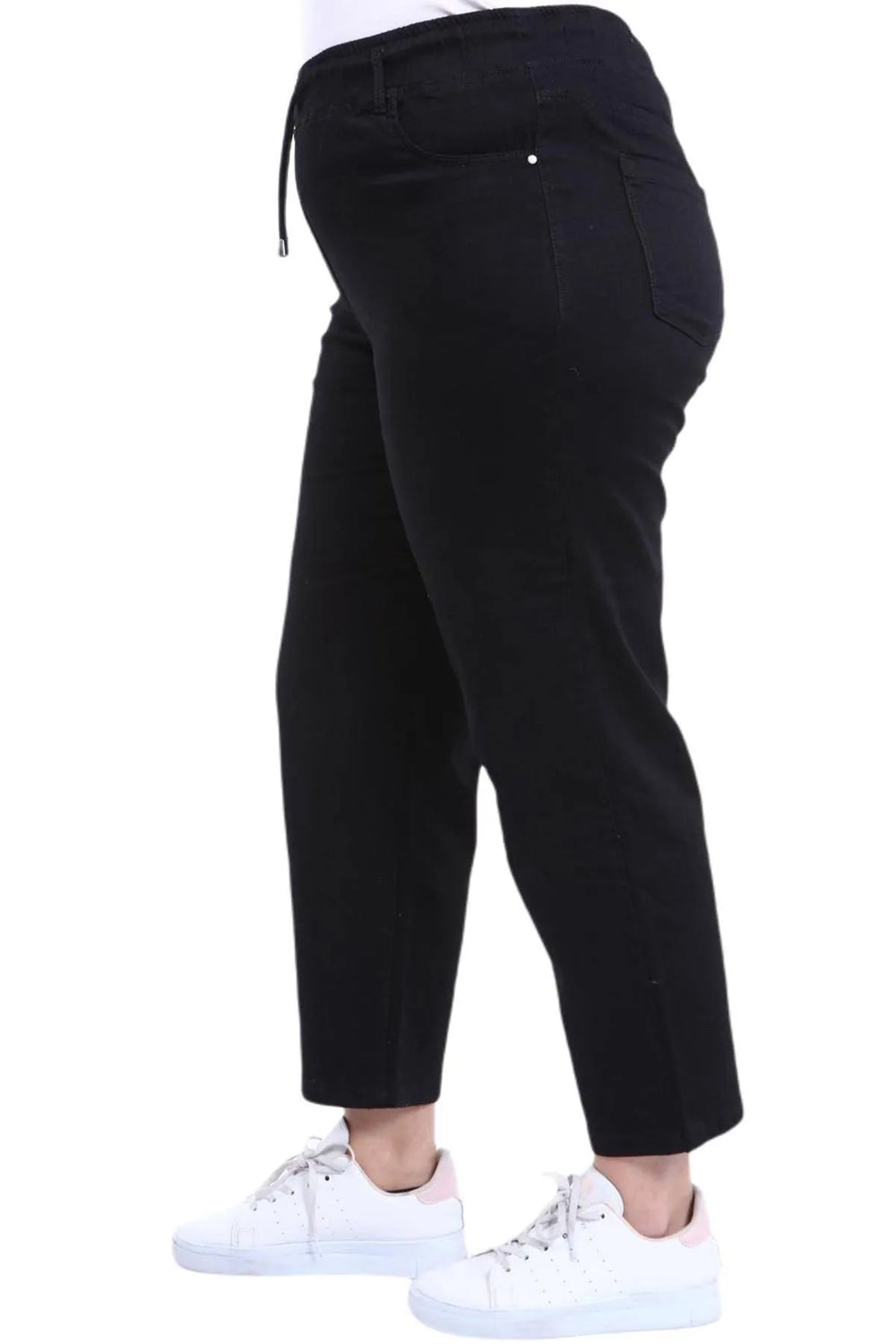 Hanezza Plus Size Floral Patterned Denim Trousers - Cotton Viscose - Image 4