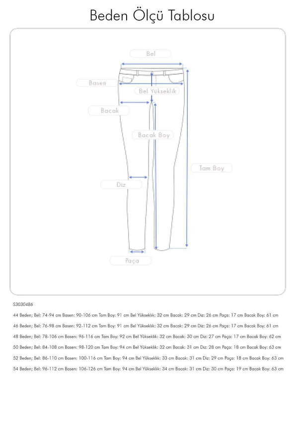Hanezza Plus Size Floral Patterned Denim Trousers - Cotton Viscose