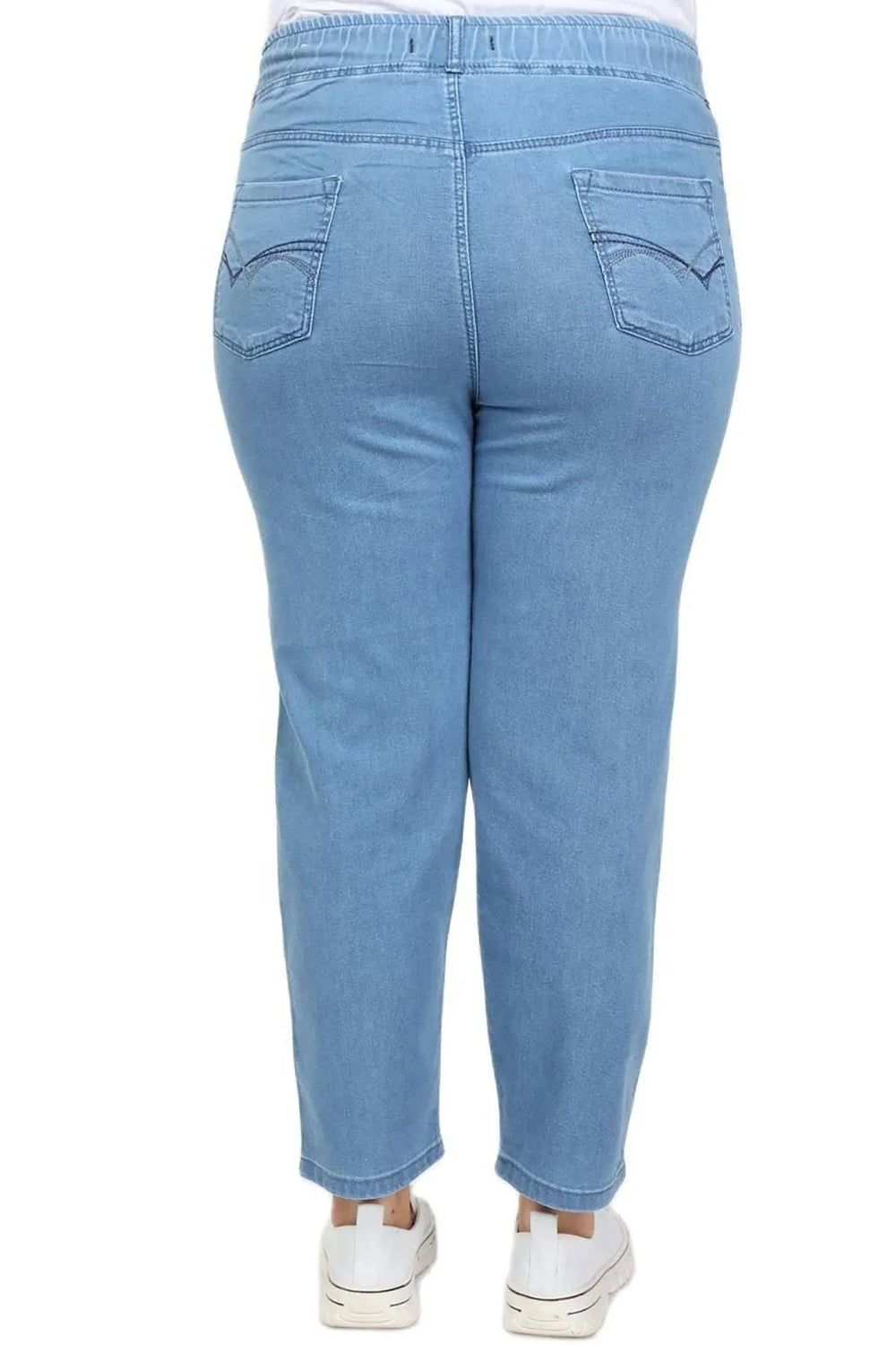 Hanezza Plus Size Floral Patterned Denim Trousers - Cotton Viscose - Image 9