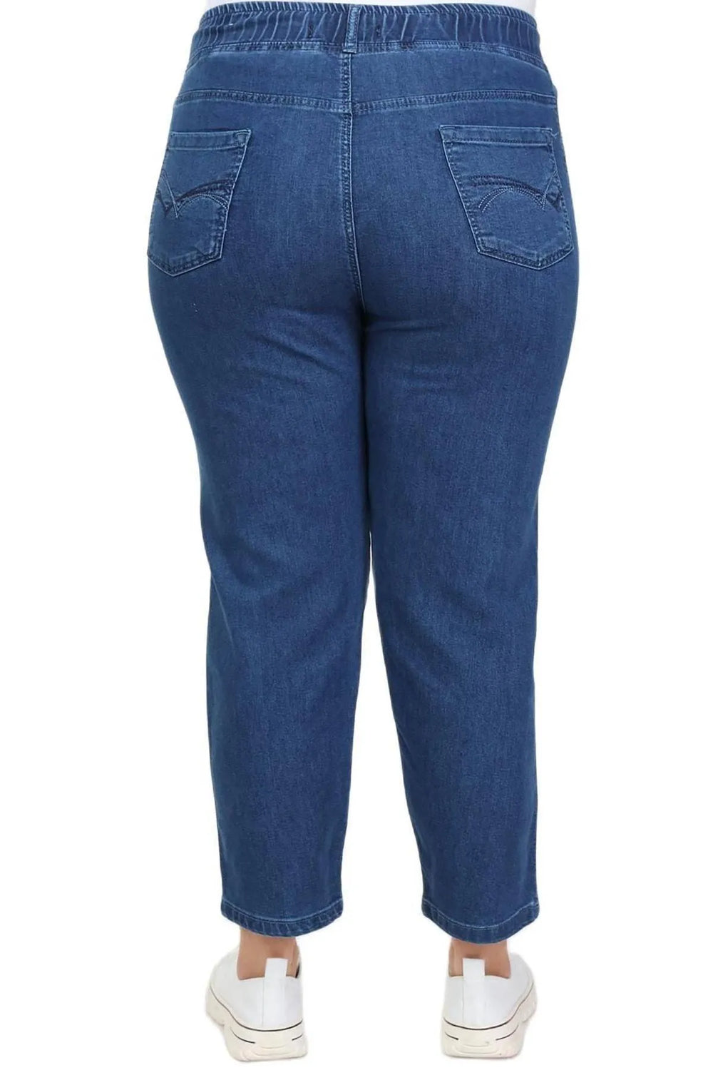 Hanezza Plus Size Floral Patterned Denim Trousers - Cotton Viscose - Image 15