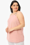 Hanezza Plus Size Bluse mit Blumenmuster aus Crêpe-Stoff und Spaghettiträgern