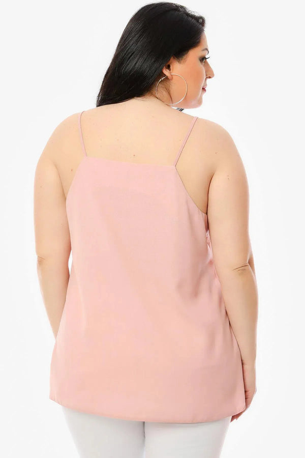 Hanezza Büyük Beden Çiçek Desenli Krep Kumaş İp Askılı Bluz