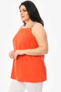 Hanezza Plus Size Bluse mit Blumenmuster aus Crêpe-Stoff und Spaghettiträgern