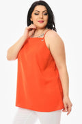 Hanezza Plus Size Bluse mit Blumenmuster aus Crêpe-Stoff und Spaghettiträgern