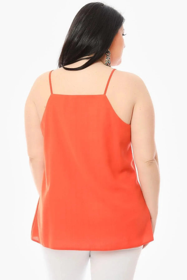 Hanezza Büyük Beden Çiçek Desenli Krep Kumaş İp Askılı Bluz