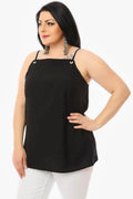 Hanezza Plus Size Bluse mit Blumenmuster aus Crêpe-Stoff und Spaghettiträgern