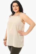 Hanezza Plus Size Bluse mit Blumenmuster aus Crêpe-Stoff und Spaghettiträgern