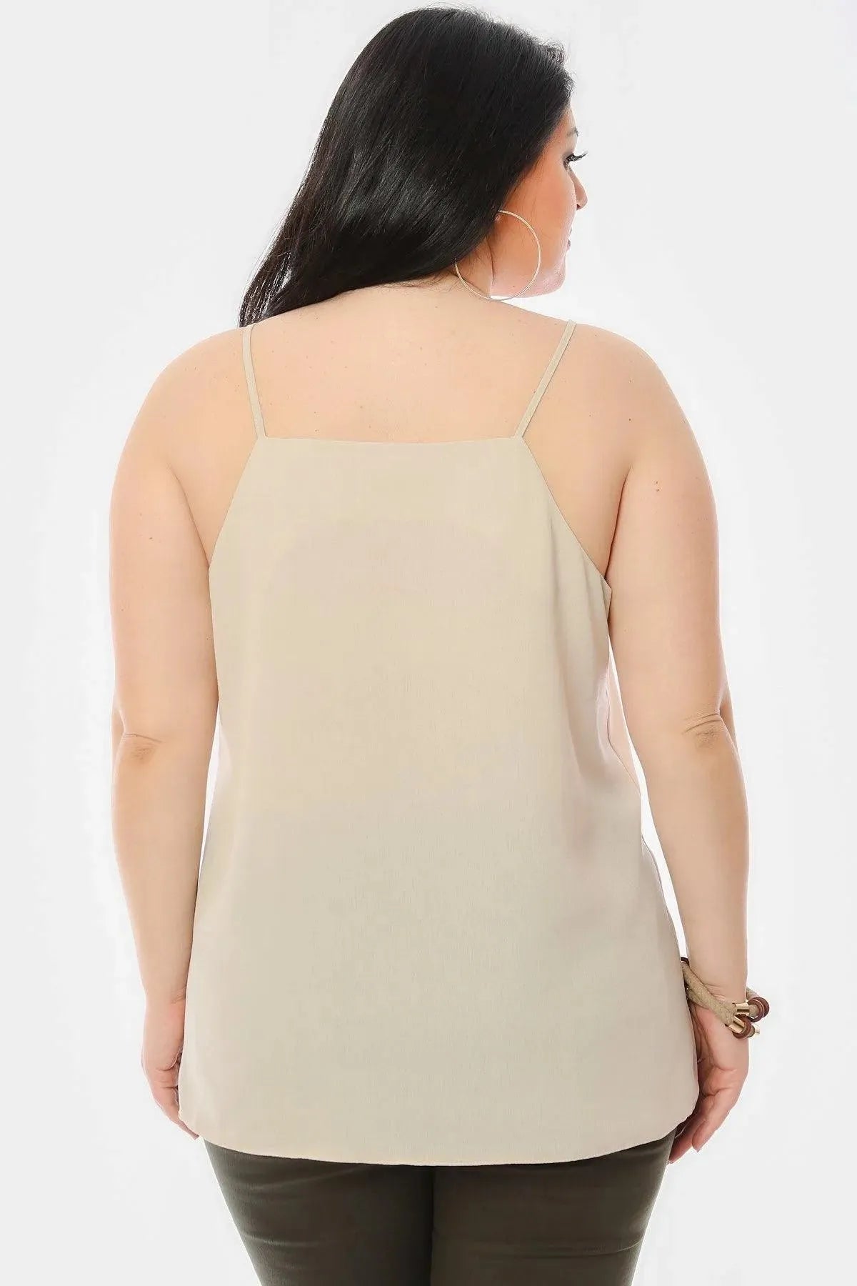 Hanezza Plus Size Bluse mit Blumenmuster aus Crêpe-Stoff und Spaghettiträgern