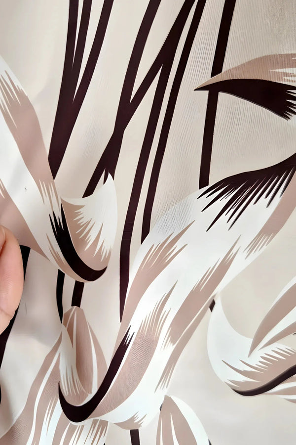 Hanezza Plus Size Patterned Satin Crepe Shirt - Elegant Floral