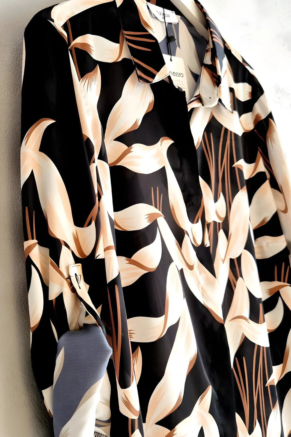 Hanezza Plus Size Patterned Satin Crepe Shirt - Elegant Floral - Image 10