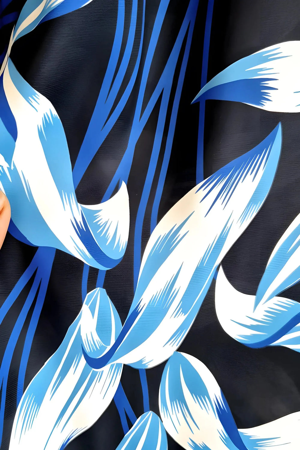 Hanezza Plus Size Patterned Satin Crepe Shirt - Elegant Floral - Image 16