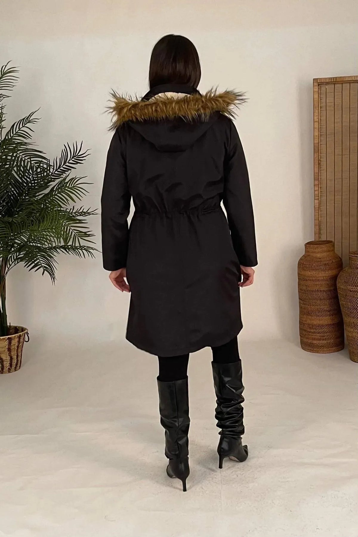 Trench-coat Grandes Tailles Hanezza avec Doublure en Peluche et Polaire