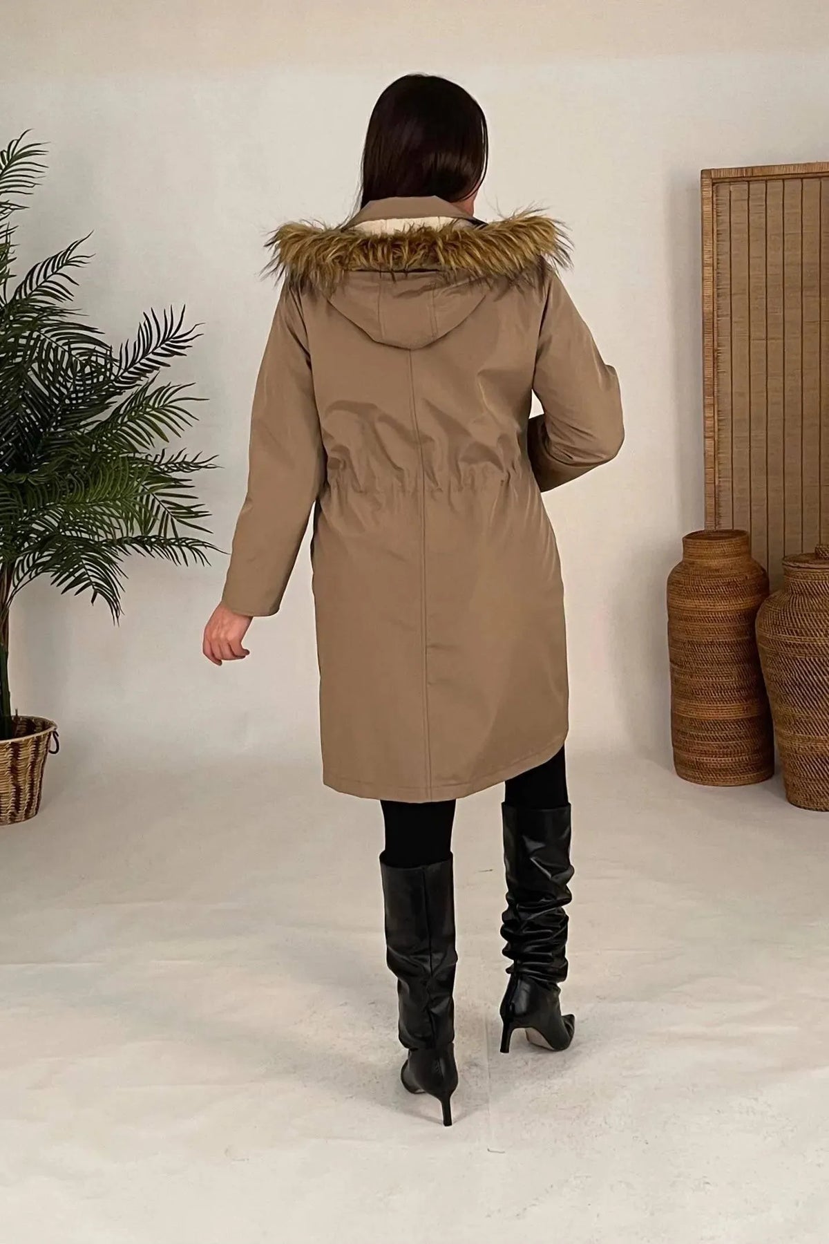 Trench-coat Grandes Tailles Hanezza avec Doublure en Peluche et Polaire