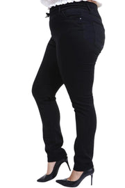 Büyük Beden Kadın Hanezza Büyük Beden Lastikli Slim Fit Kot Pantolon - Pamuk Büyük Beden Kot Pantolon Siyah Düz