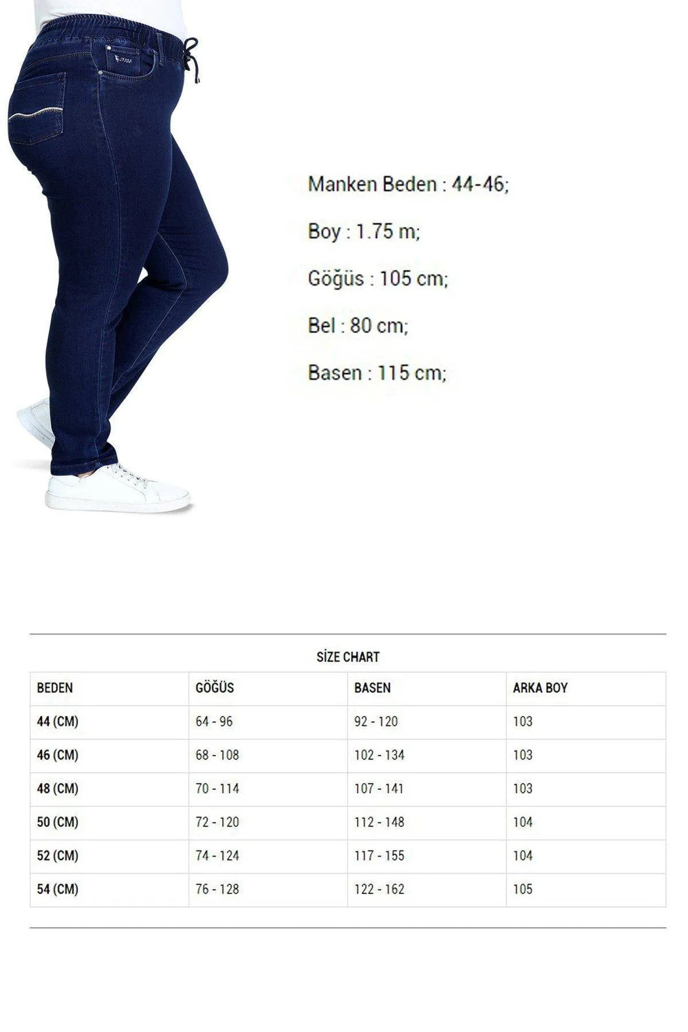 Hanezza Büyük Beden Lastikli Slim Fit Kot Pantolon - Pamuk - Image 3