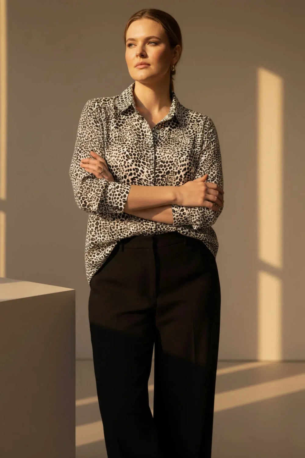 Hanezza Plus Size Leopard Print Cotton Viscose Tunic Shirt - Image 4