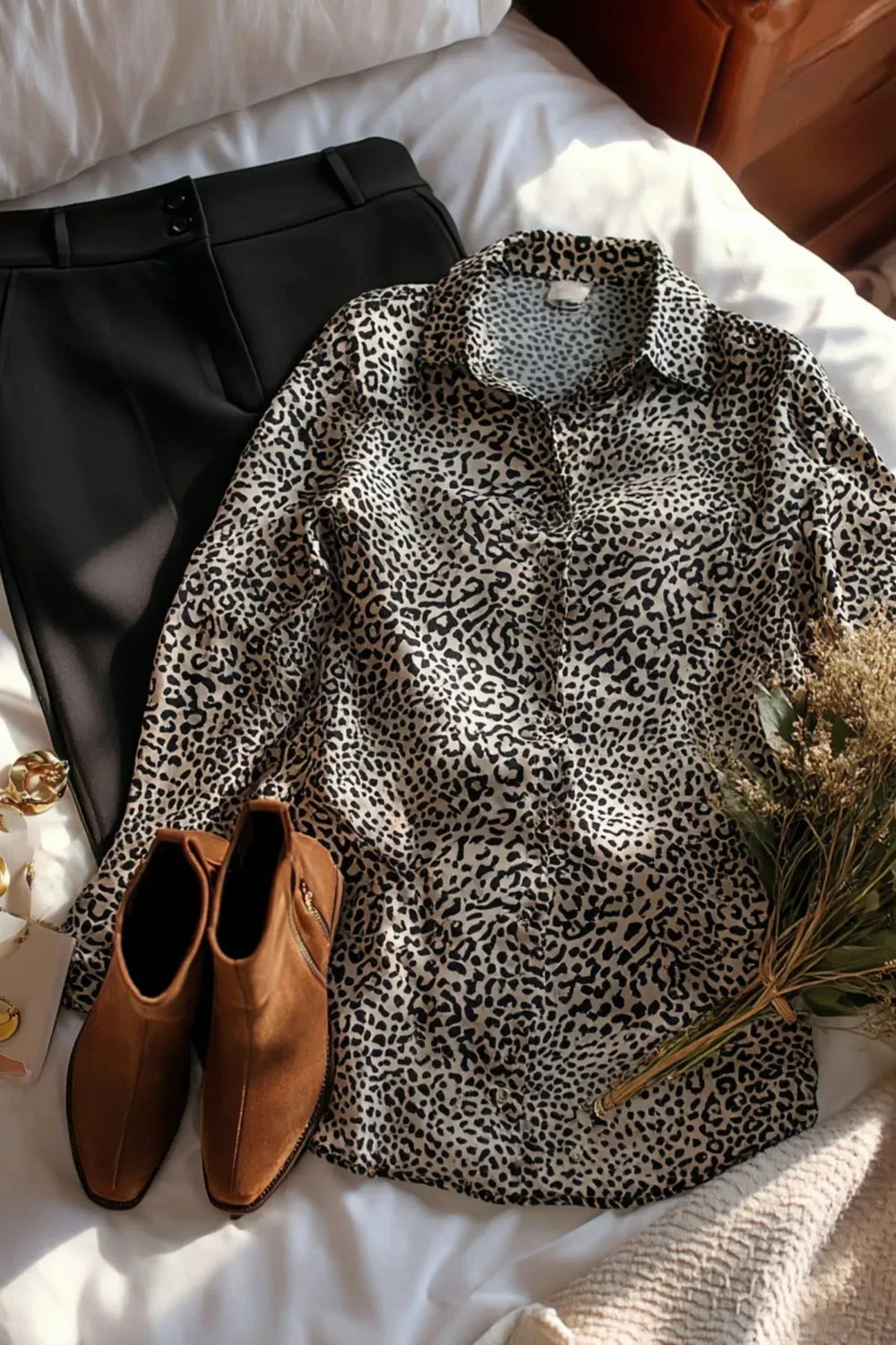 Hanezza Plus Size Leopard Print Cotton Viscose Tunic Shirt - Image 8