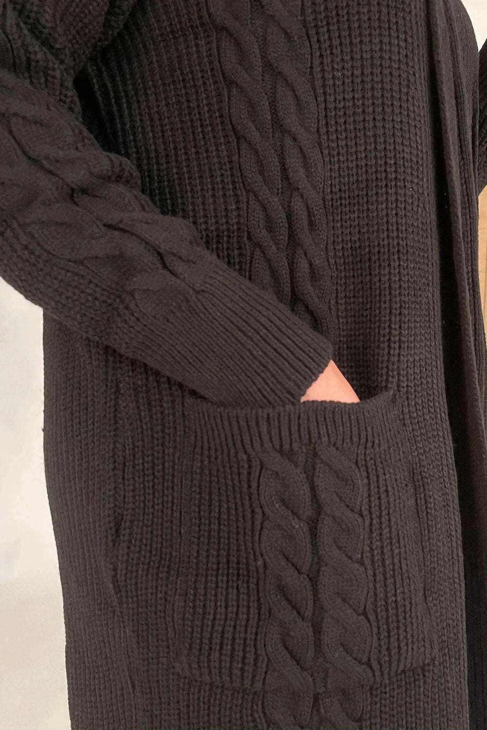 HANEZZA Plus Size Shawl Collar Knit Cardigan - Floral Pattern Cotton - Image 5