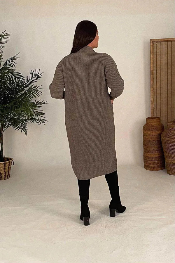 HANEZZA Plus Size Shawl Collar Knit Cardigan - Floral Pattern Cotton