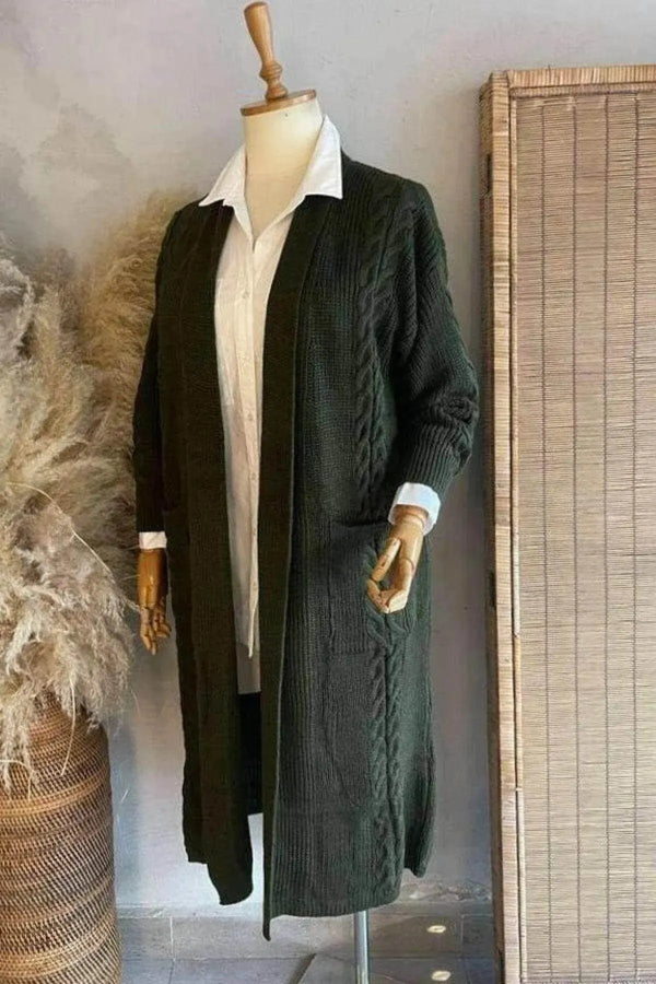 HANEZZA Plus Size Shawl Collar Knit Cardigan - Floral Pattern Cotton