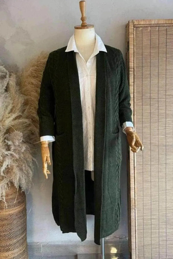 HANEZZA Plus Size Shawl Collar Knit Cardigan - Floral Pattern Cotton