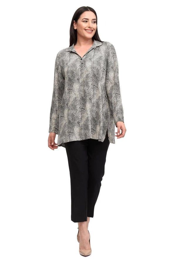 Hanezza Büyük Beden Tunik - Pamuklu Viskon Çiçek Desenli