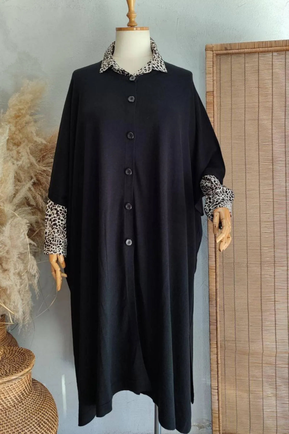 HANEZZA Floral Patterned Plus Size Knitwear Cardigan - Cotton Viscose - Image 1