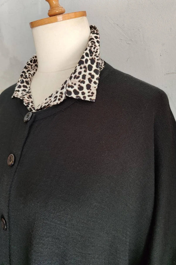 HANEZZA Floral Patterned Plus Size Knitwear Cardigan - Cotton Viscose