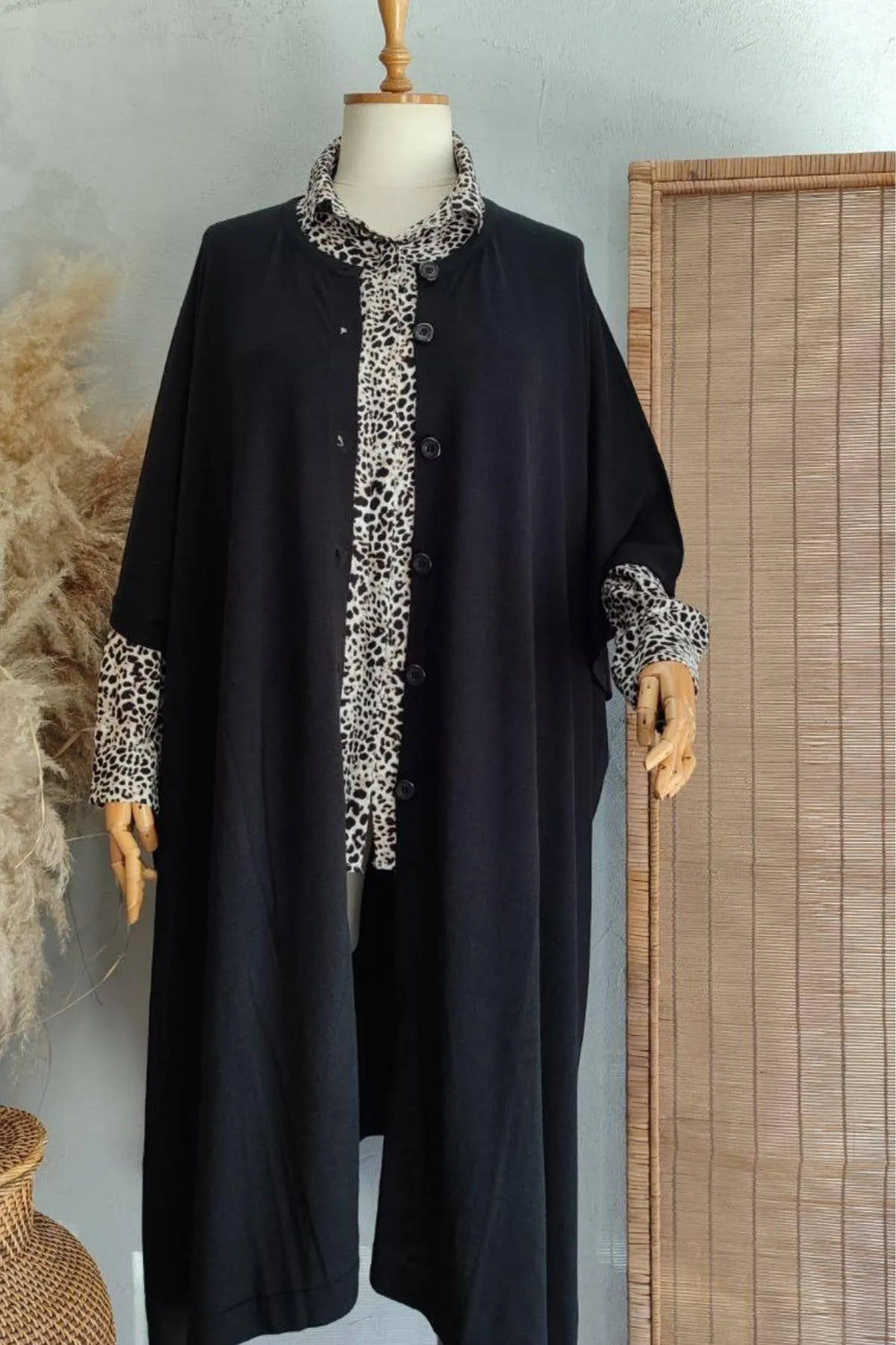 HANEZZA Floral Patterned Plus Size Knitwear Cardigan - Cotton Viscose - Image 3