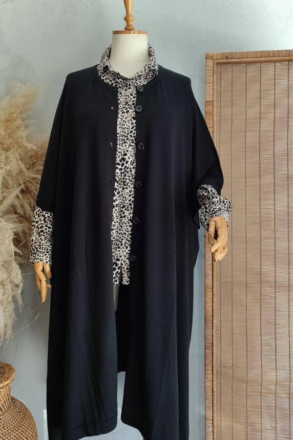 HANEZZA Floral Patterned Plus Size Knitwear Cardigan - Cotton Viscose