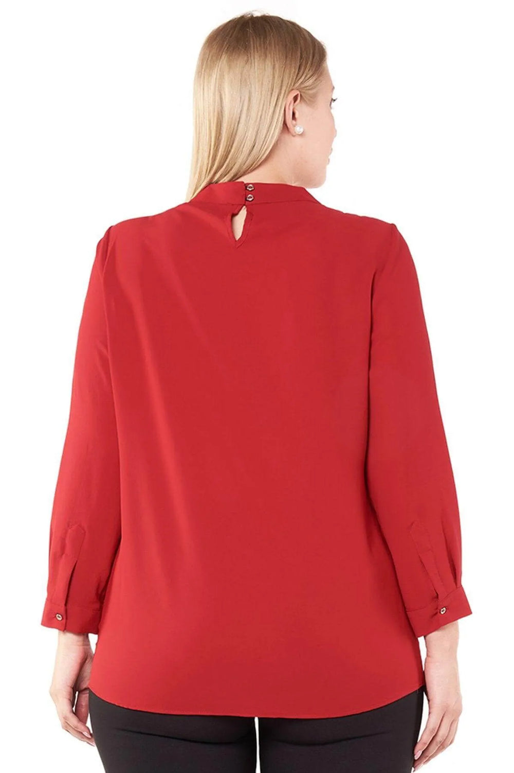 Hanezza Floral Patterned Crepe Blouse - Brooch Neck Cotton Viscose - Image 18