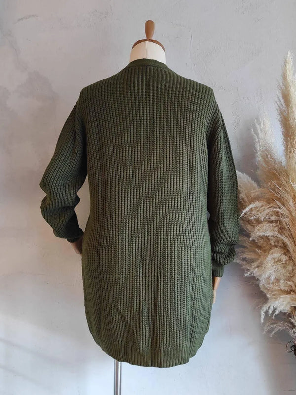 Hanezza Çiçek Desenli Yırtıklı Triko Hırka - Büyük Beden