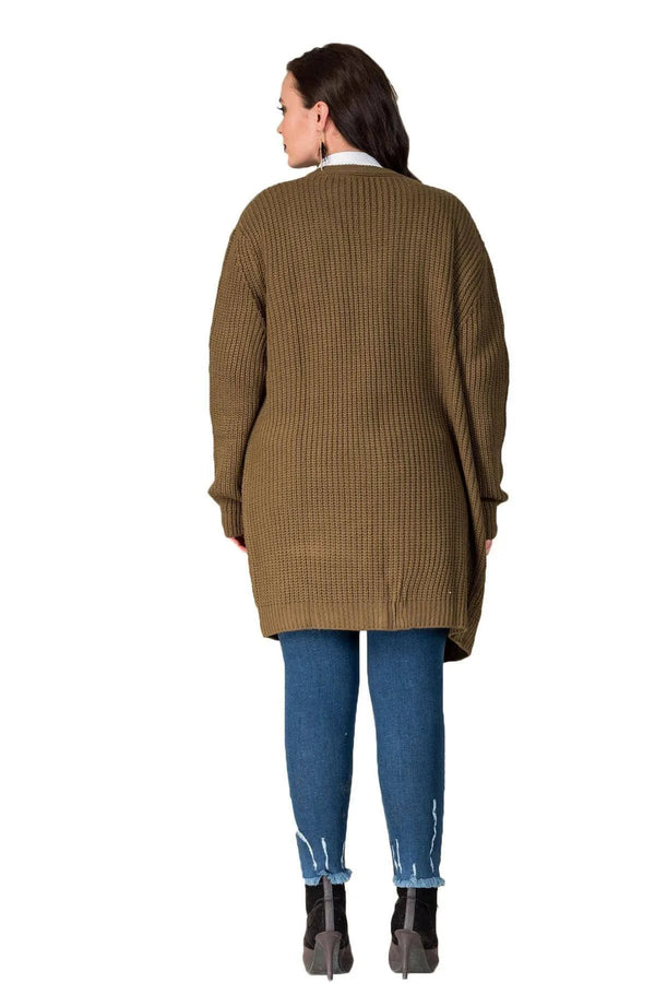 Hanezza Çiçek Desenli Yırtıklı Triko Hırka - Büyük Beden